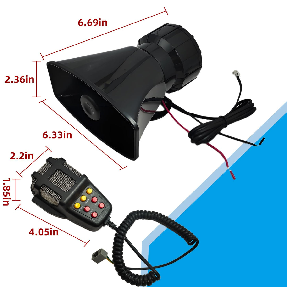 12V 100W 7 Tone Car Siren Horn Speaker with Microphone V282