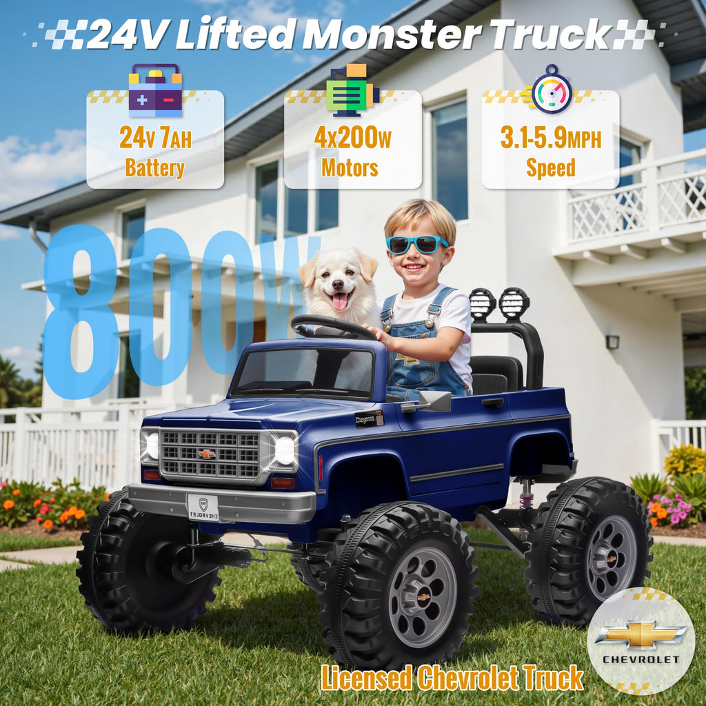 24V Blue 4WD Ride on Monster Truck Car U990605