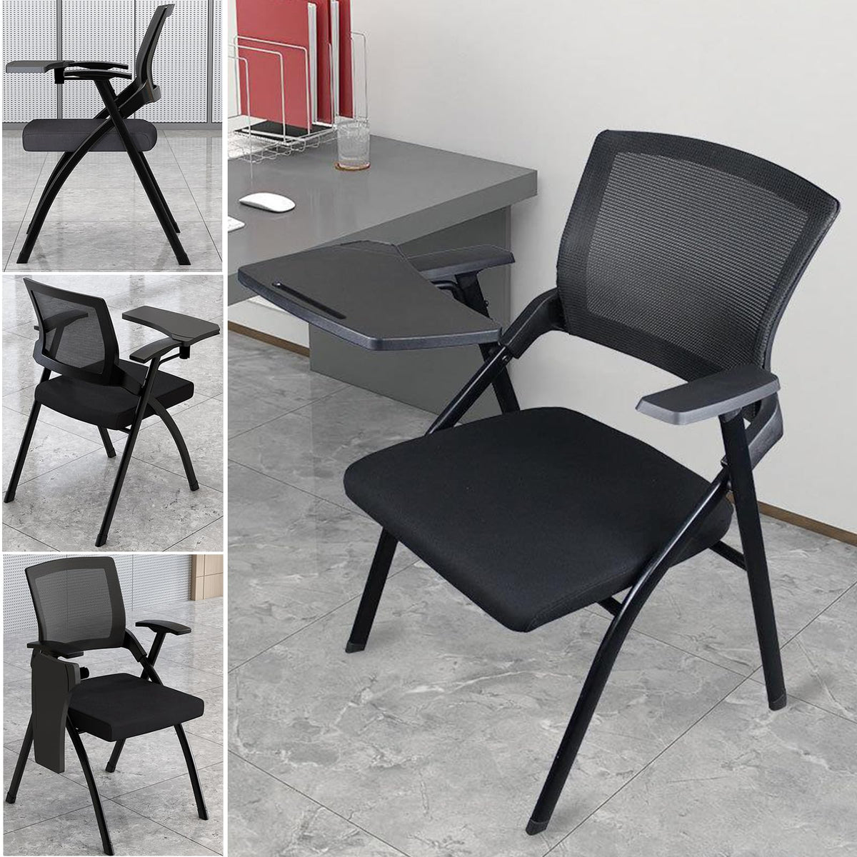 Foldable Mesh Office Chair with Back Armrest, 4pcs, Orange T201