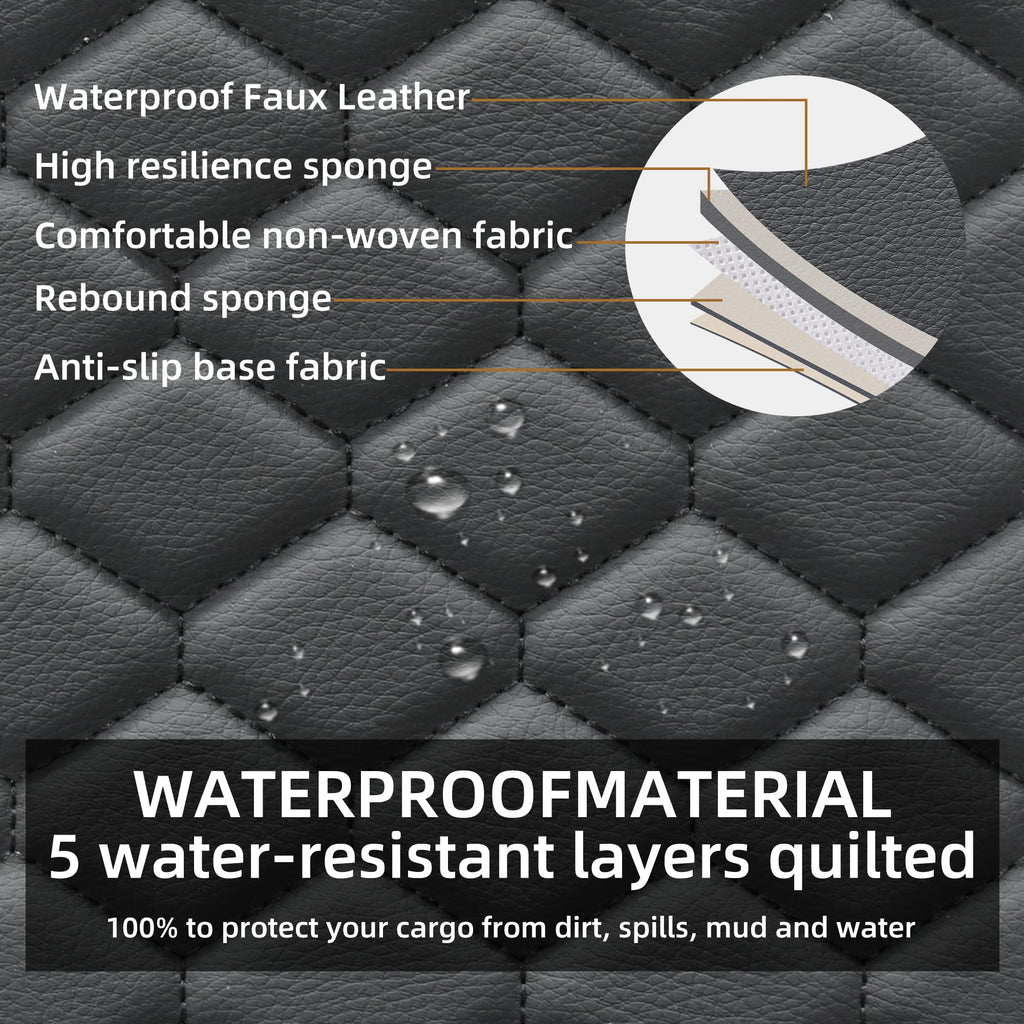 Leather Waterproof Car Seat Cover Full Set Black U84272