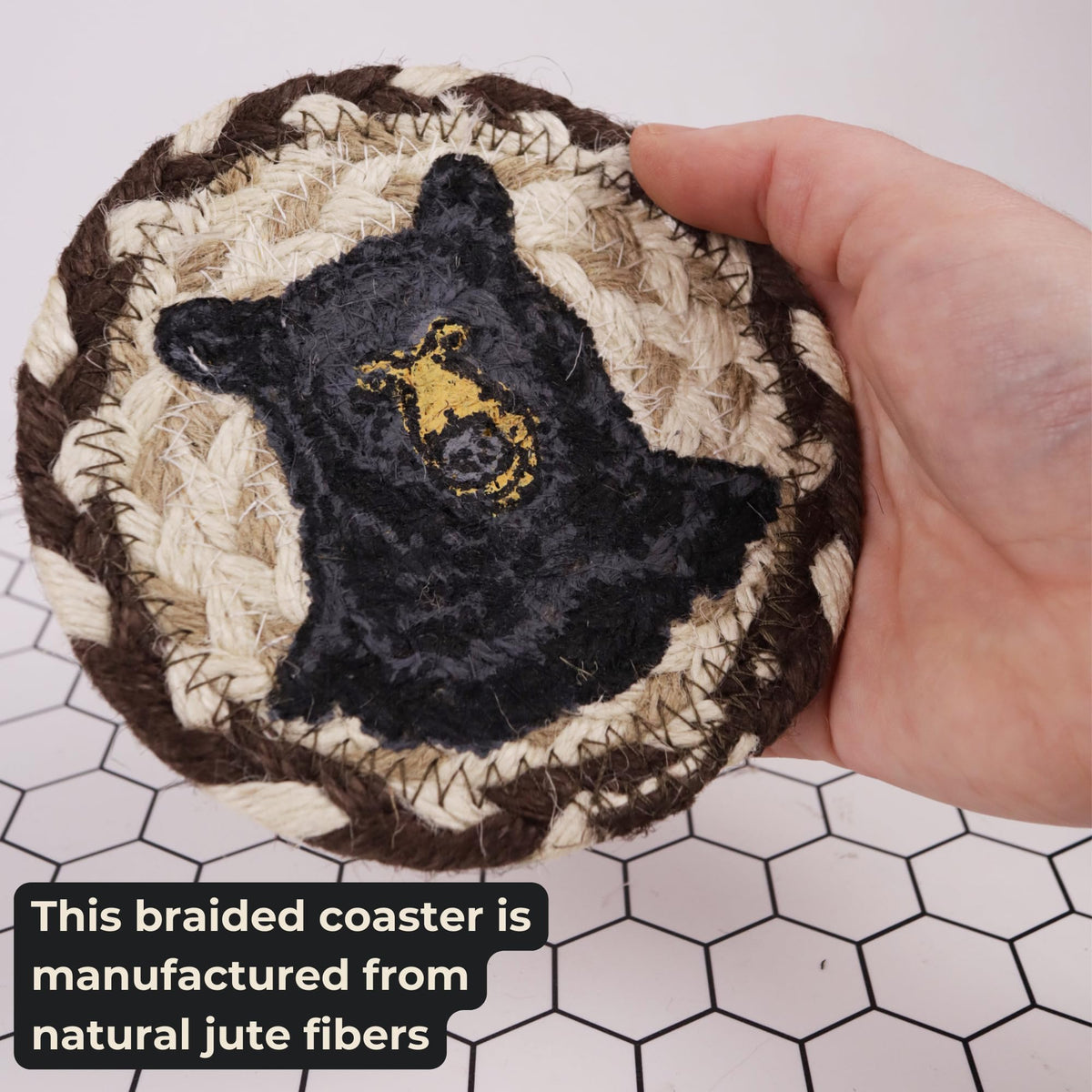 Black Braided Jute Woven Coasters Set of 2 T69096