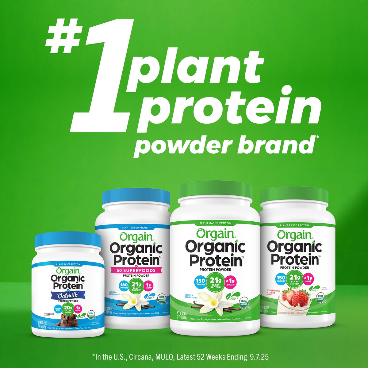 Organic Vegan Protein Powder + Oat Milk, Vanilla Bean, 20g Plant Based Protein, 1.05lb Z96412