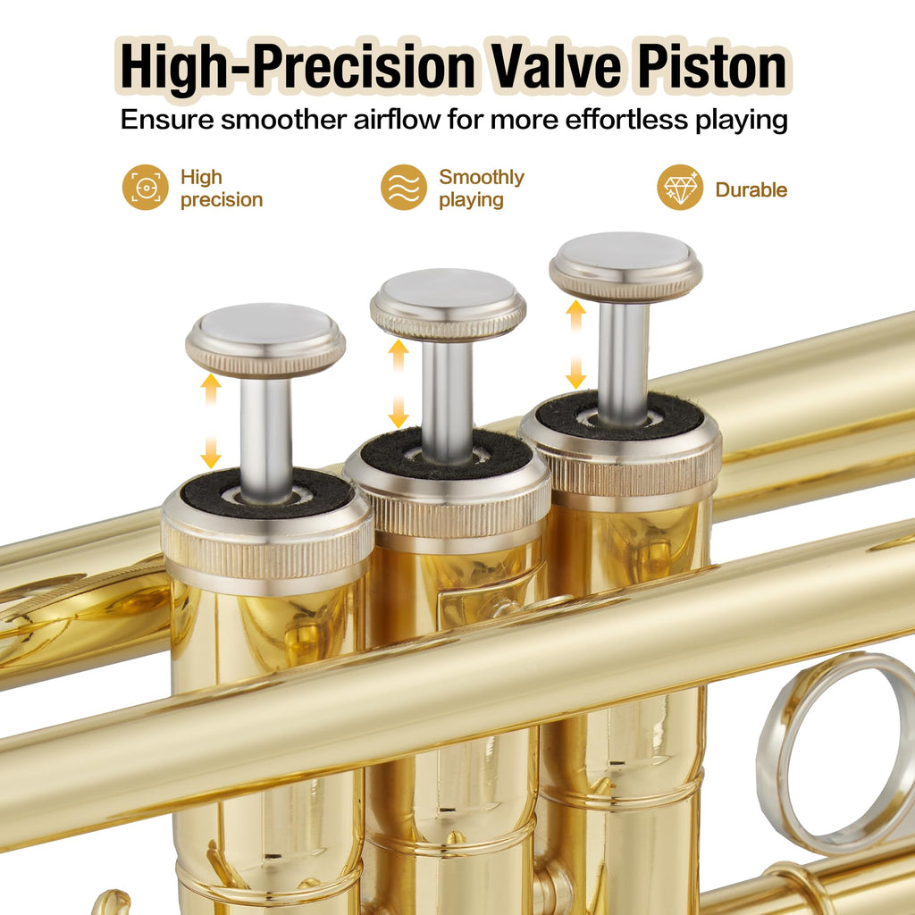 Brass Standard Trumpets with Bag, Mouthpiece, Strap, Gloves, Cleaning Cloth, Trumpet Oil G94670