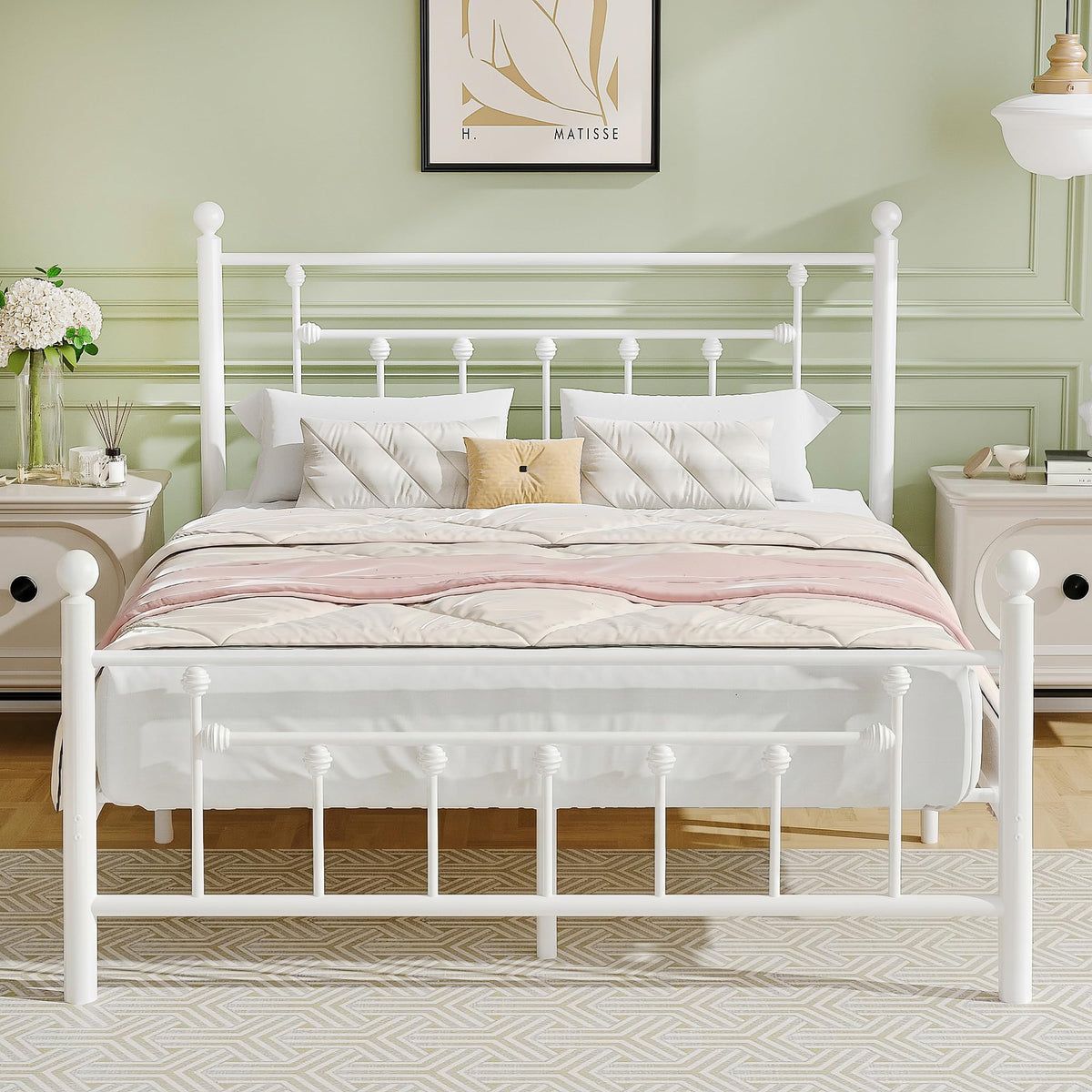 Full Size Metal Platform Bed Frame with Headboard and Footboard P4420