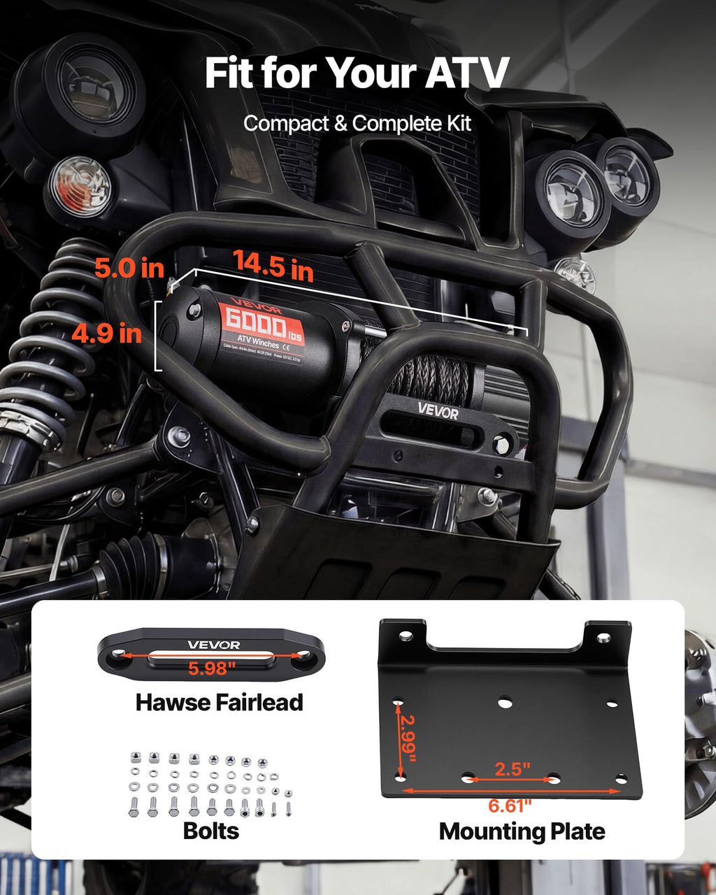 6000 lbs 12V Electric Winch with Synthetic Rope L650457