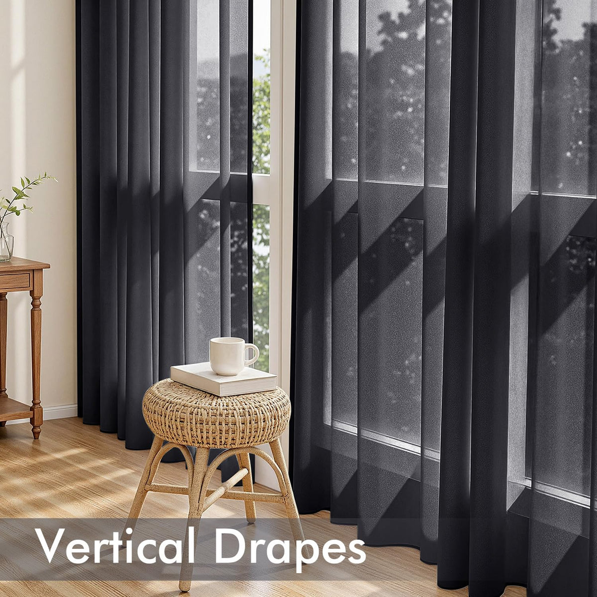Black Sheer Curtains 84 Inches Long 4 Panels J5369
