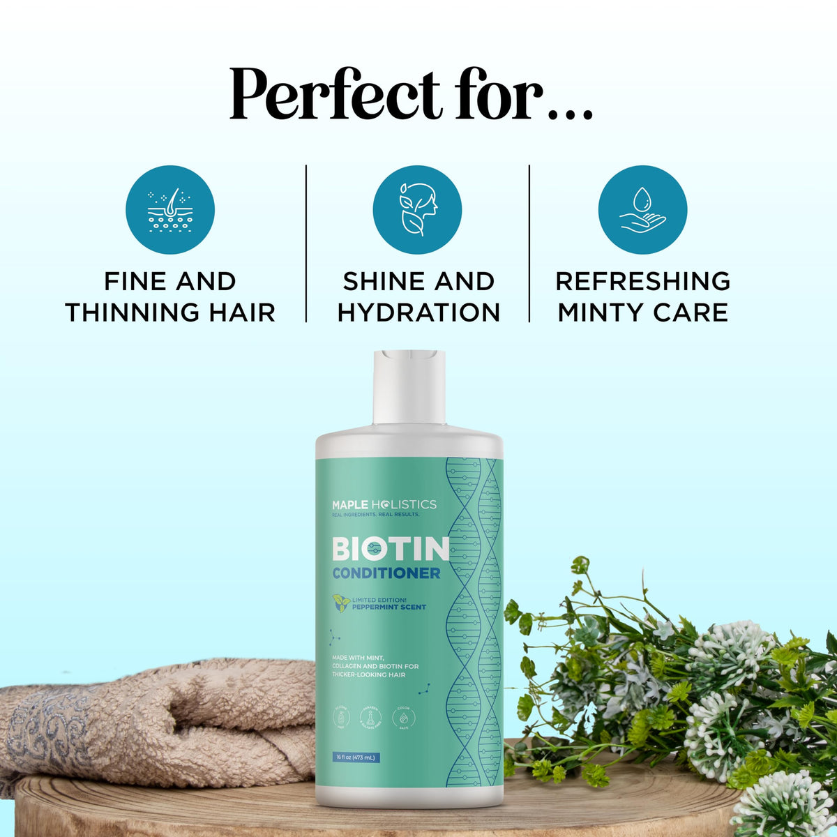 Sulfate Free Biotin Rosemary Peppermint Shampoo and Conditioner Set D79987