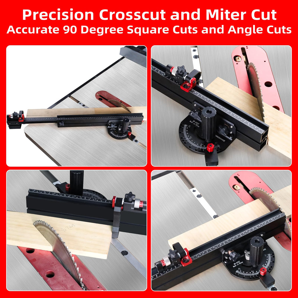 Table Saw Miter Gauge with Extendable Fence and Flip Stop Q28918