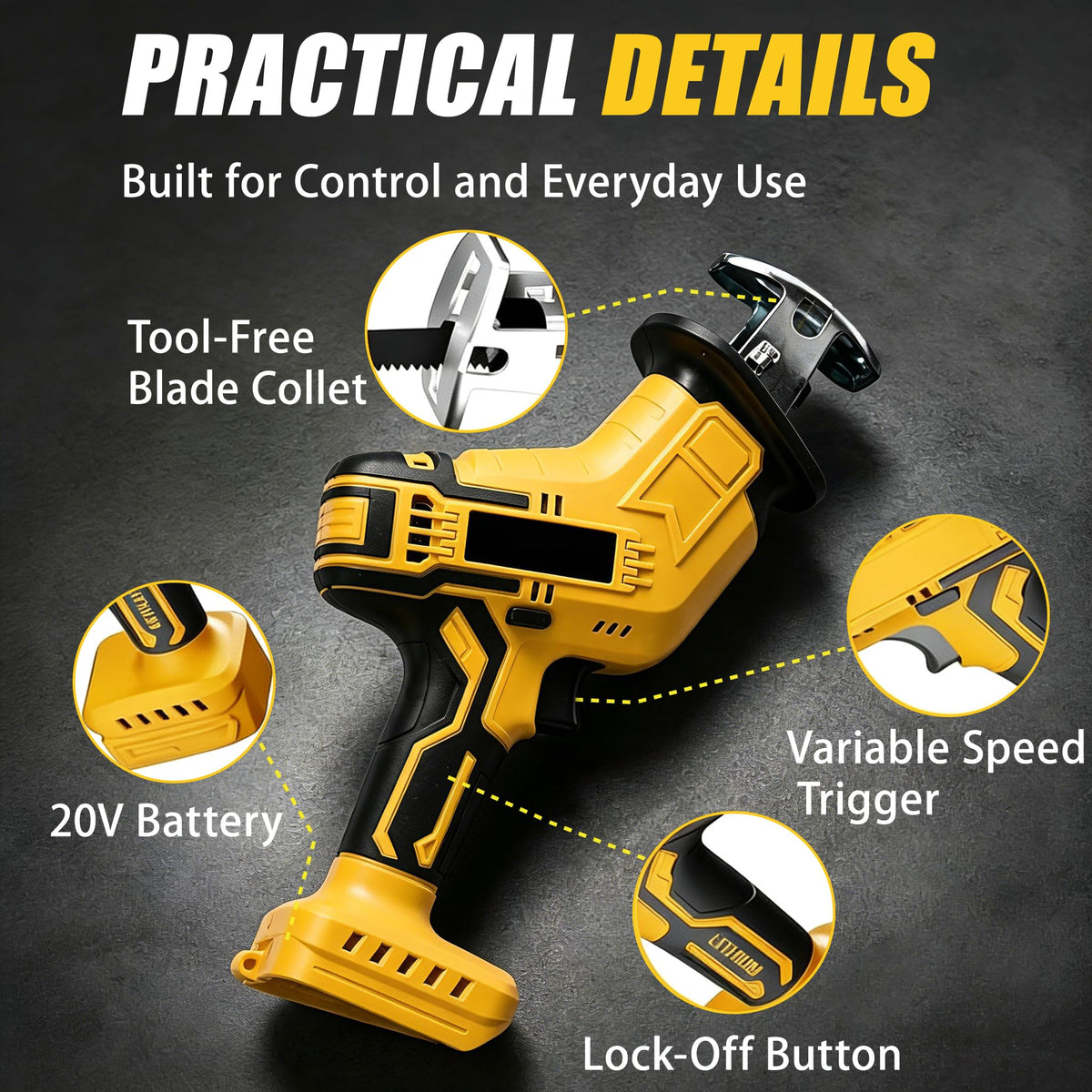 Cordless Reciprocating Saw 400W 3000RPM with 4 Saw Blades N10733