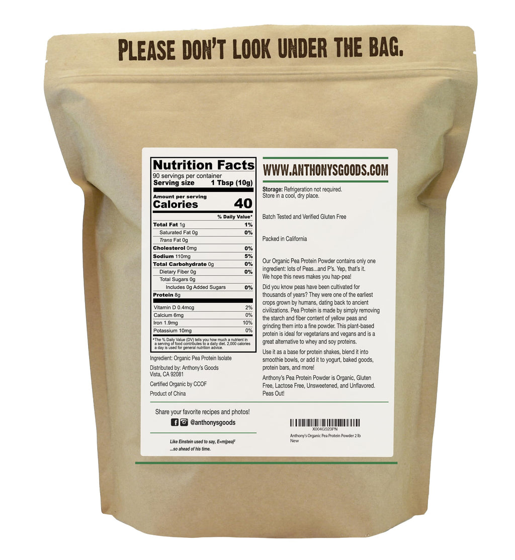 Organic Pea Protein Powder 2 lb Gluten Free Non GMO Unflavored Vegan V761