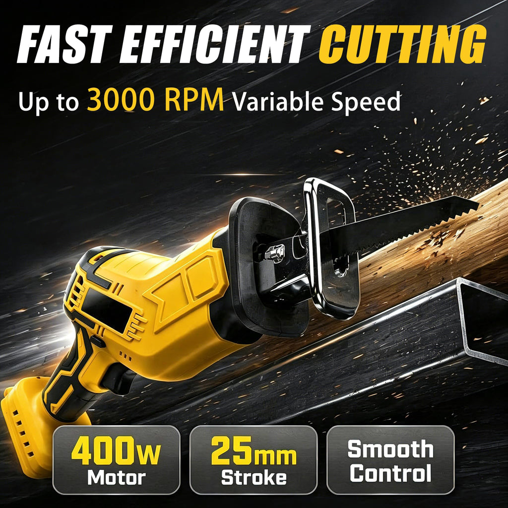 Cordless Reciprocating Saw 400W 3000RPM with 4 Saw Blades N10733