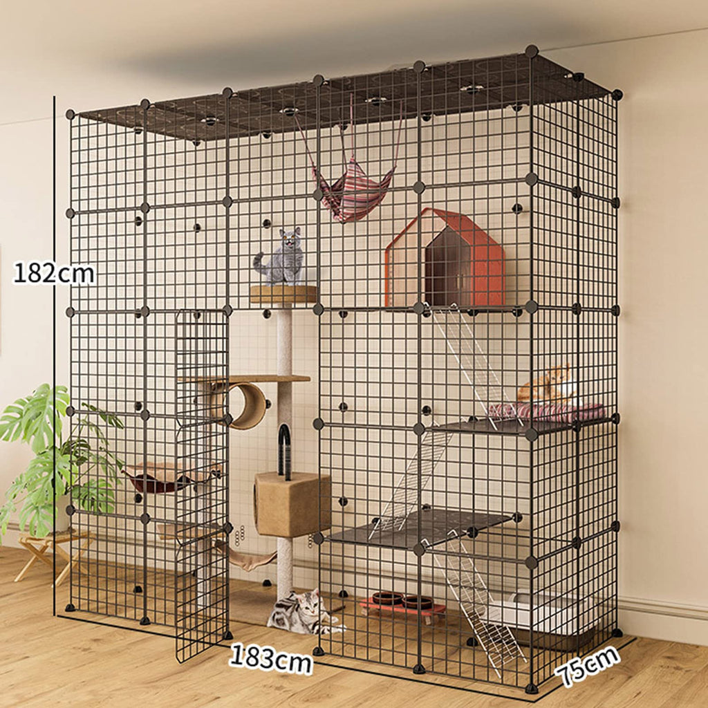 Metal Wire Cat Cage Indoor Playpen Kennel Crate N94120