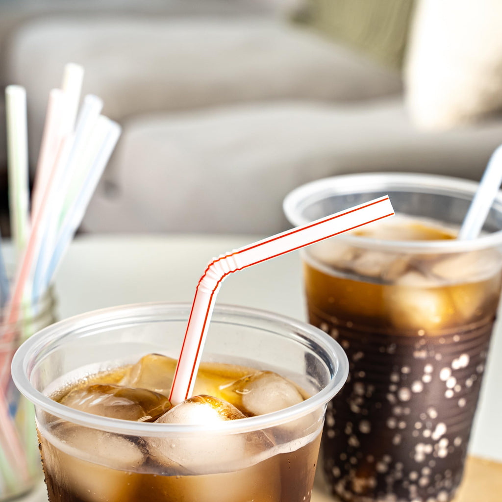 Disposable Striped Plastic Flex Straws, 100 Count P8190