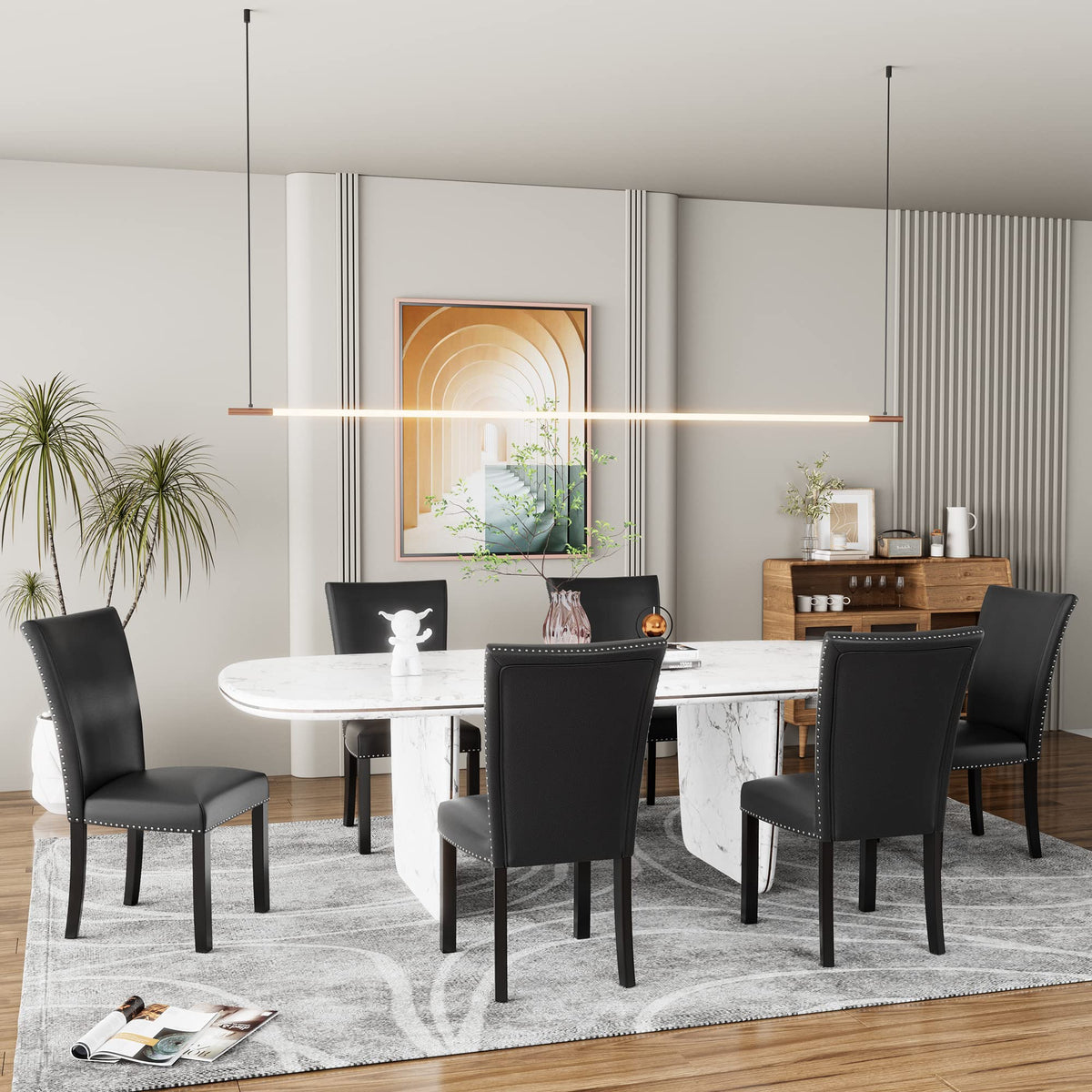 Black PU Dining Chairs Set of 6 P326316