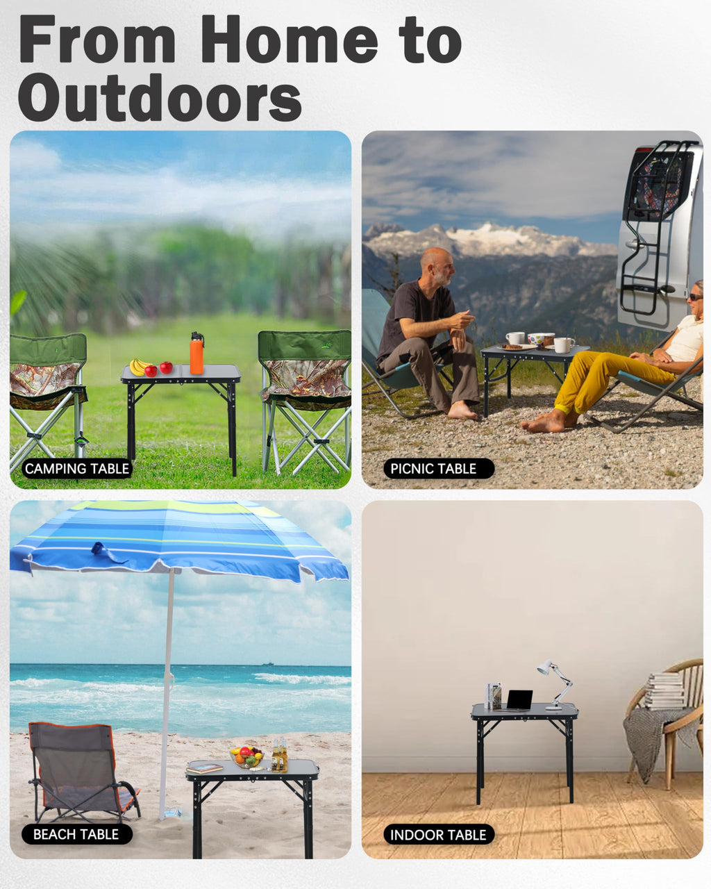 Small Portable Folding Camping Table with Handle, Black B784