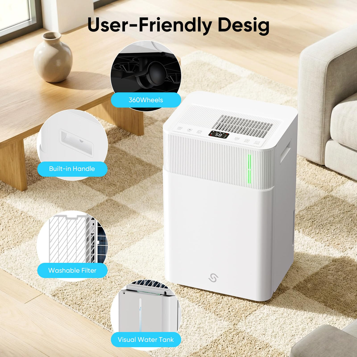 52-Pint 4,500 Sq Ft Dehumidifier with Drain Hose N96914