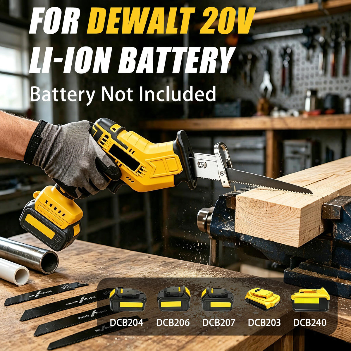 Cordless Reciprocating Saw 400W 3000RPM with 4 Saw Blades N10733