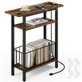 Narrow 3-Tier Side Table with Charging Station T895