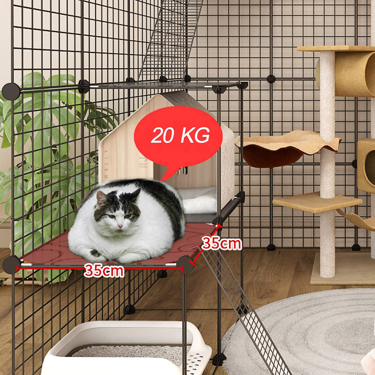 Metal Wire Cat Cage Indoor Playpen Kennel Crate N94120