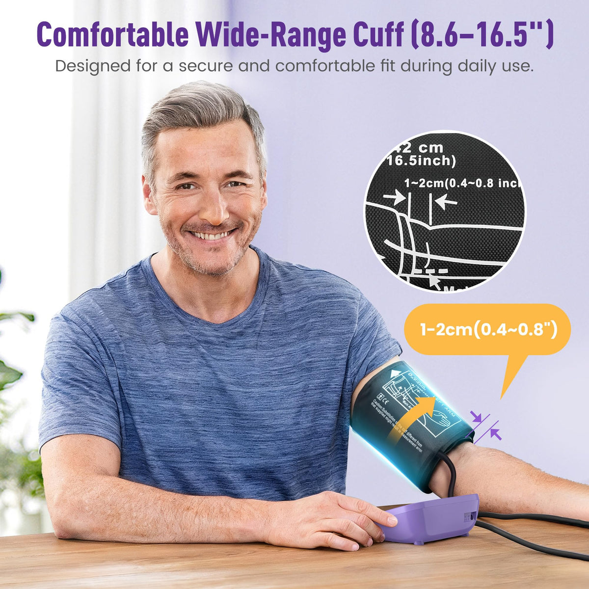 Upper Arm Blood Pressure Monitor 8.6-16.5 in Cuff Purple V6166