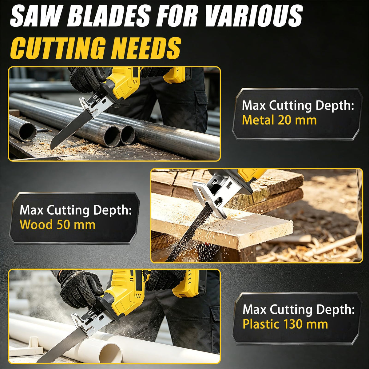 Cordless Reciprocating Saw 400W 3000RPM with 4 Saw Blades N10733