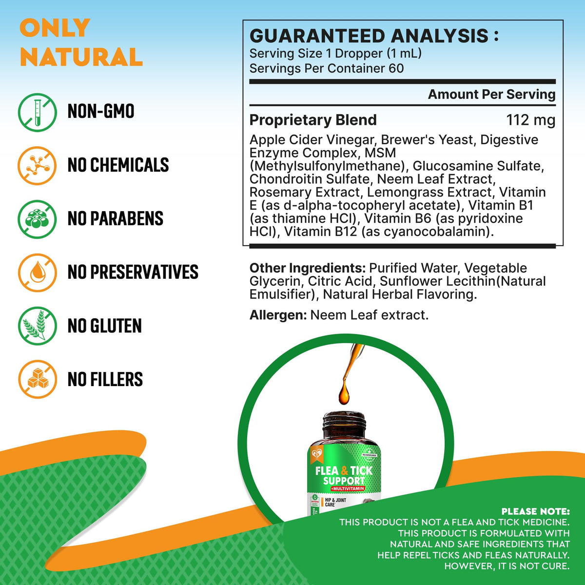 Natural Flea & Tick Prevention Drops for Dogs and Cats P616892