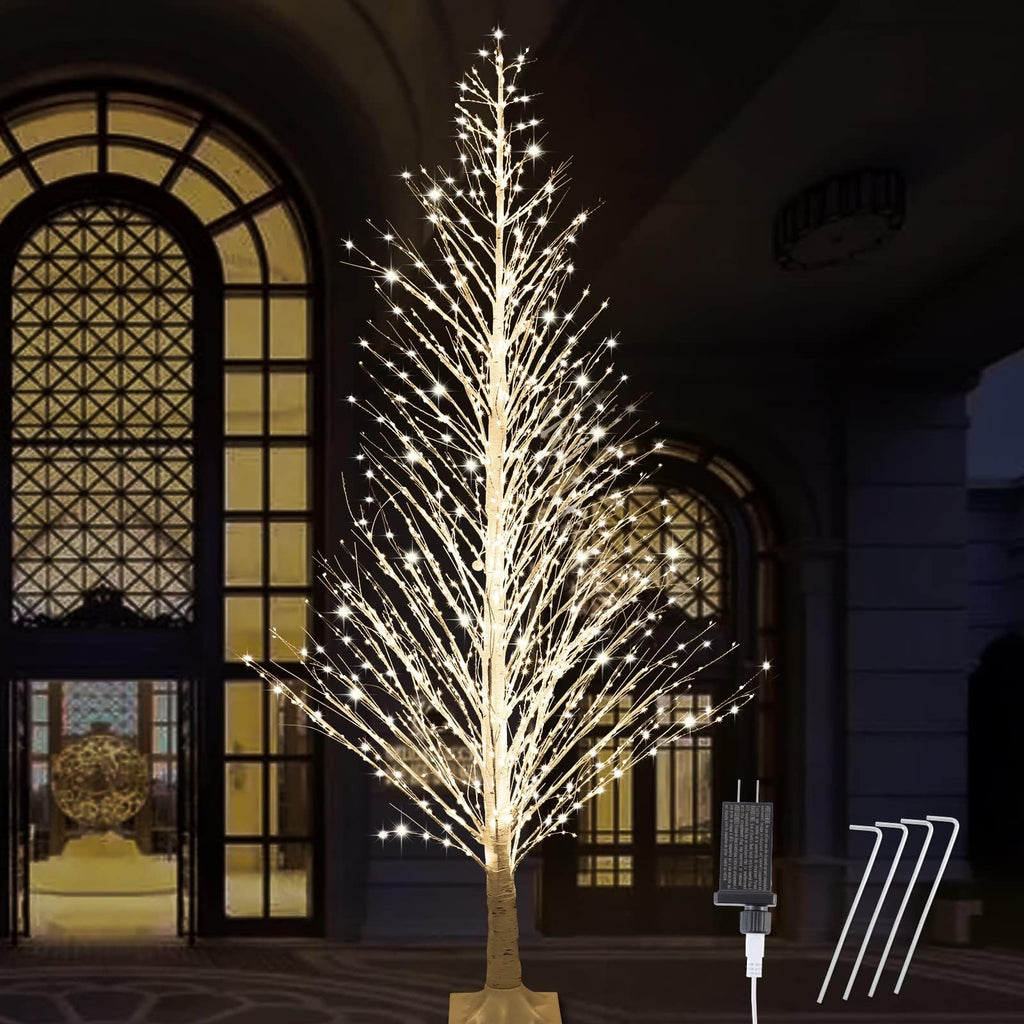 7FT Lighted Birch Tree 1000 LED Warm Lights D6753