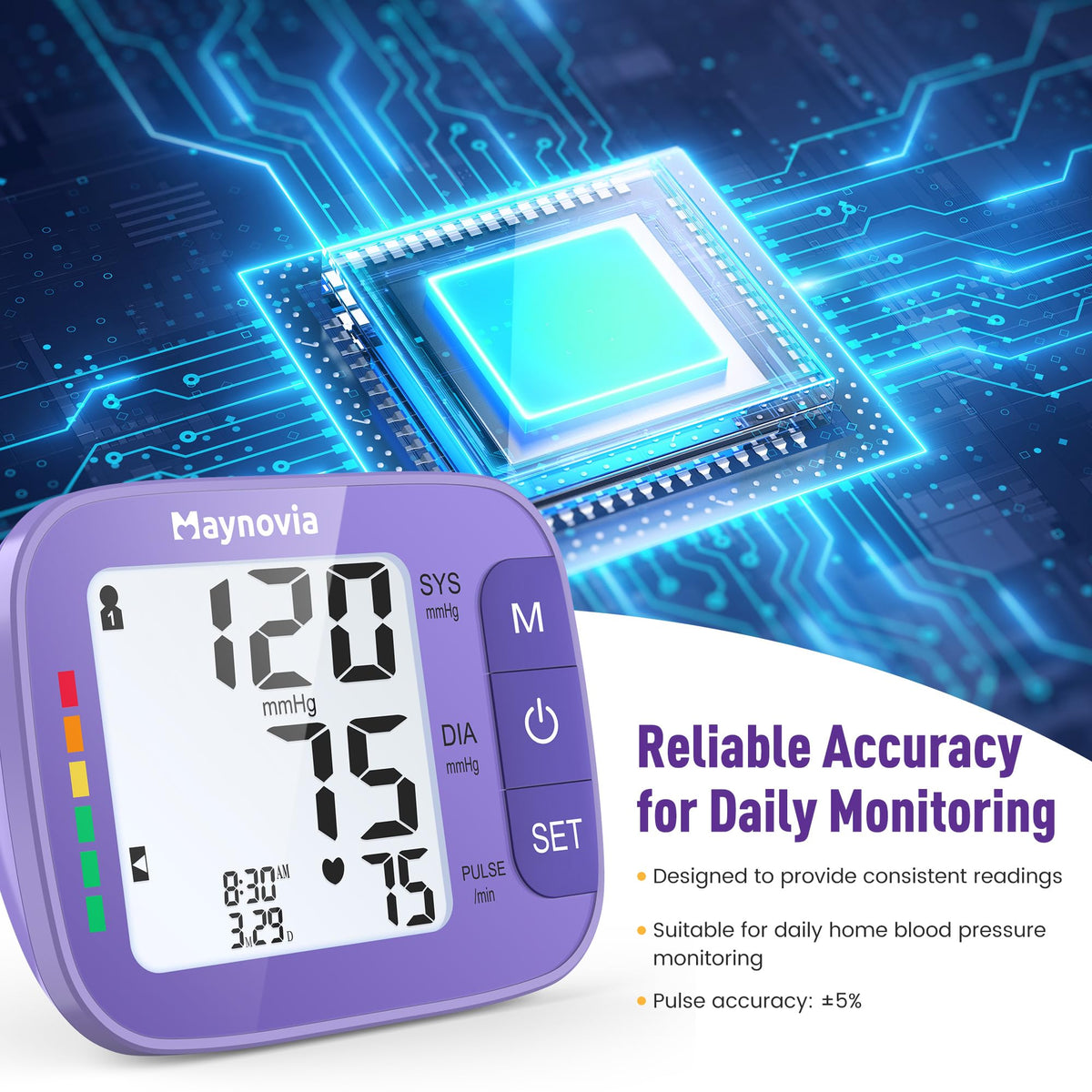 Upper Arm Blood Pressure Monitor 8.6-16.5 in Cuff Purple V6166