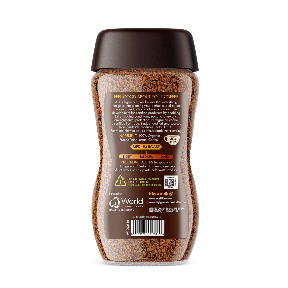 Organic Instant Regular Coffee, 3.53 Oz N168771