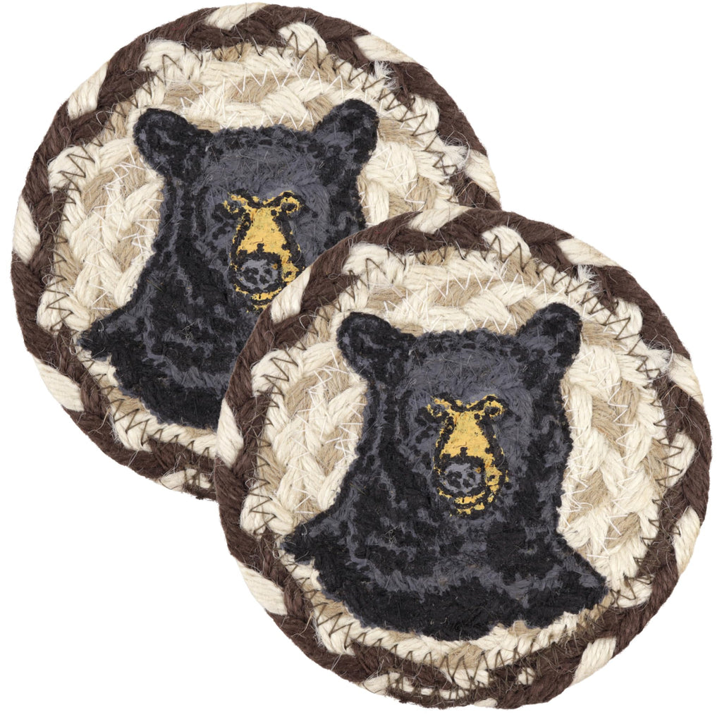 Black Braided Jute Woven Coasters Set of 2 T69096