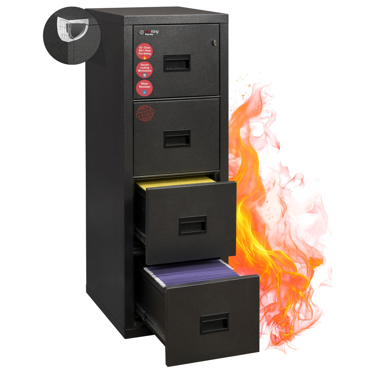 Black 4 Drawer Fire Rated File Cabinet A531815