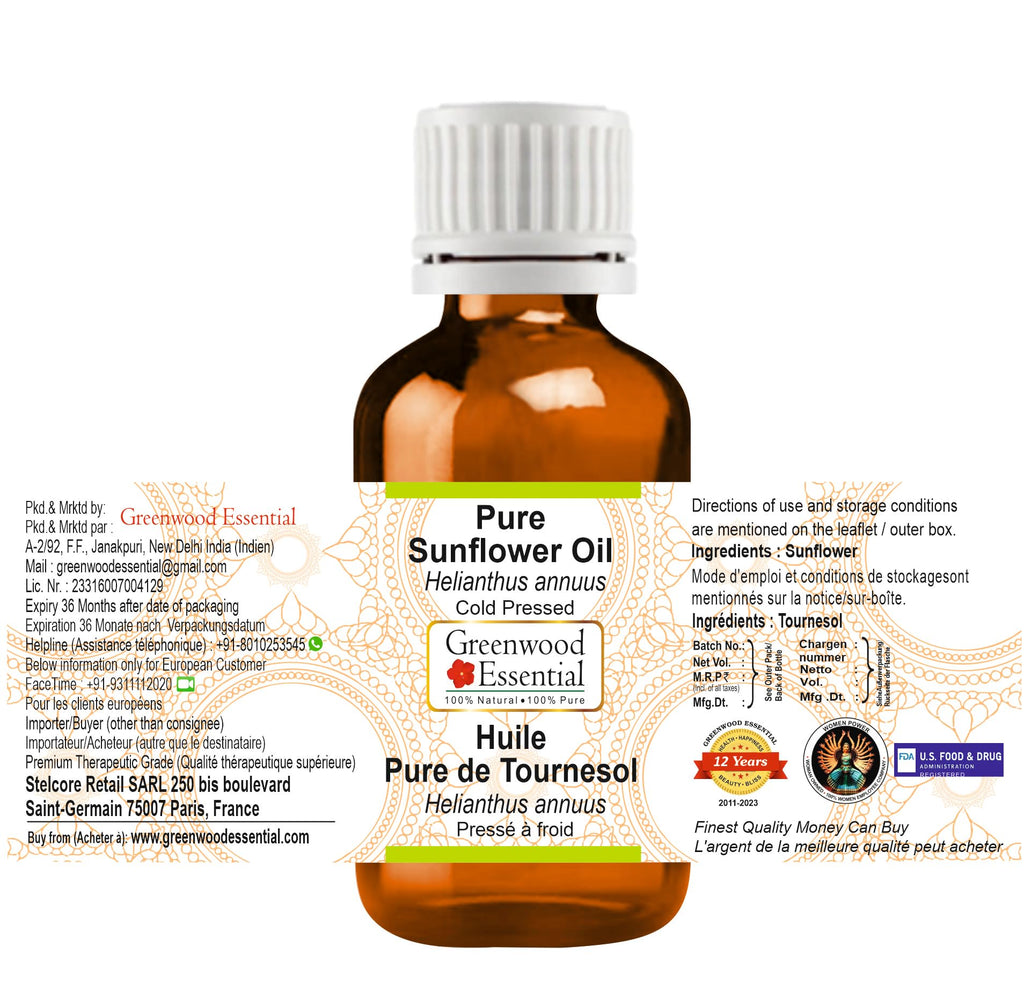 Pure Sunflower Oil Cold Pressed 30ml (1 oz) L58072