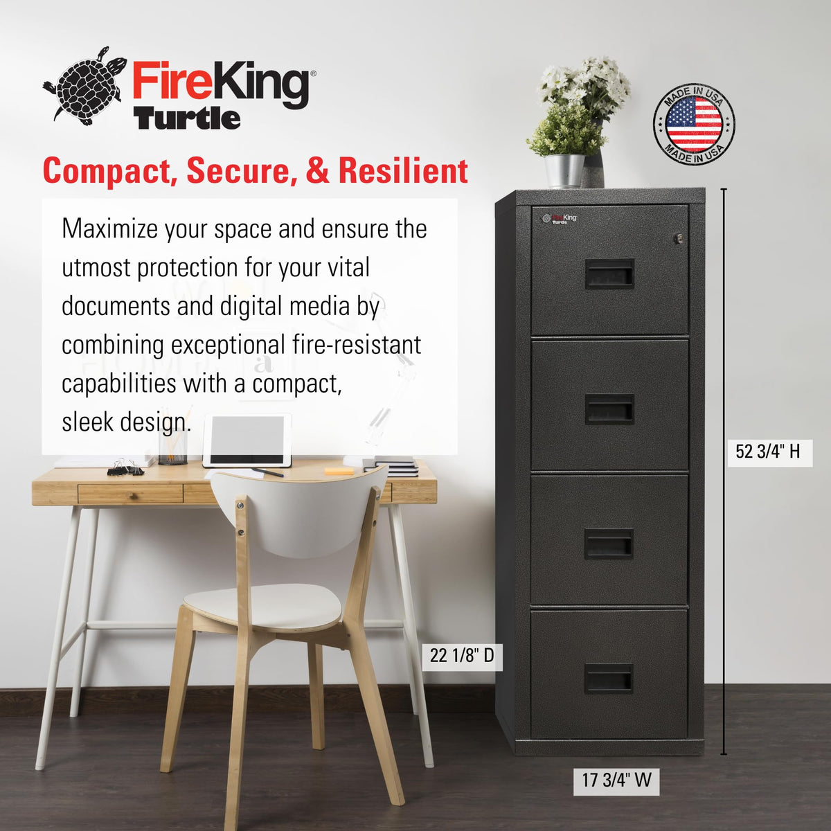Black 4 Drawer Fire Rated File Cabinet A531815