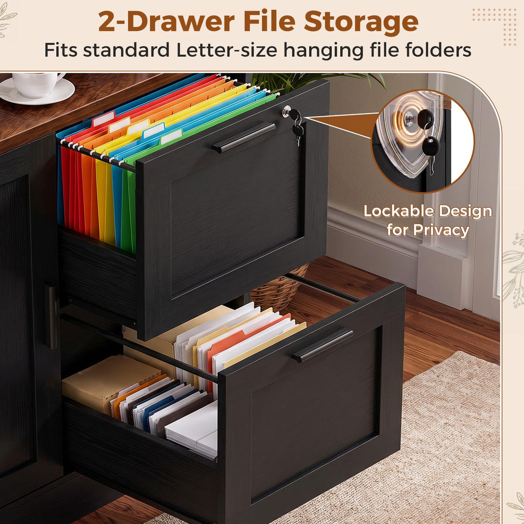 Black Vertical File Cabinet Bookcase with Printer Stand K4115