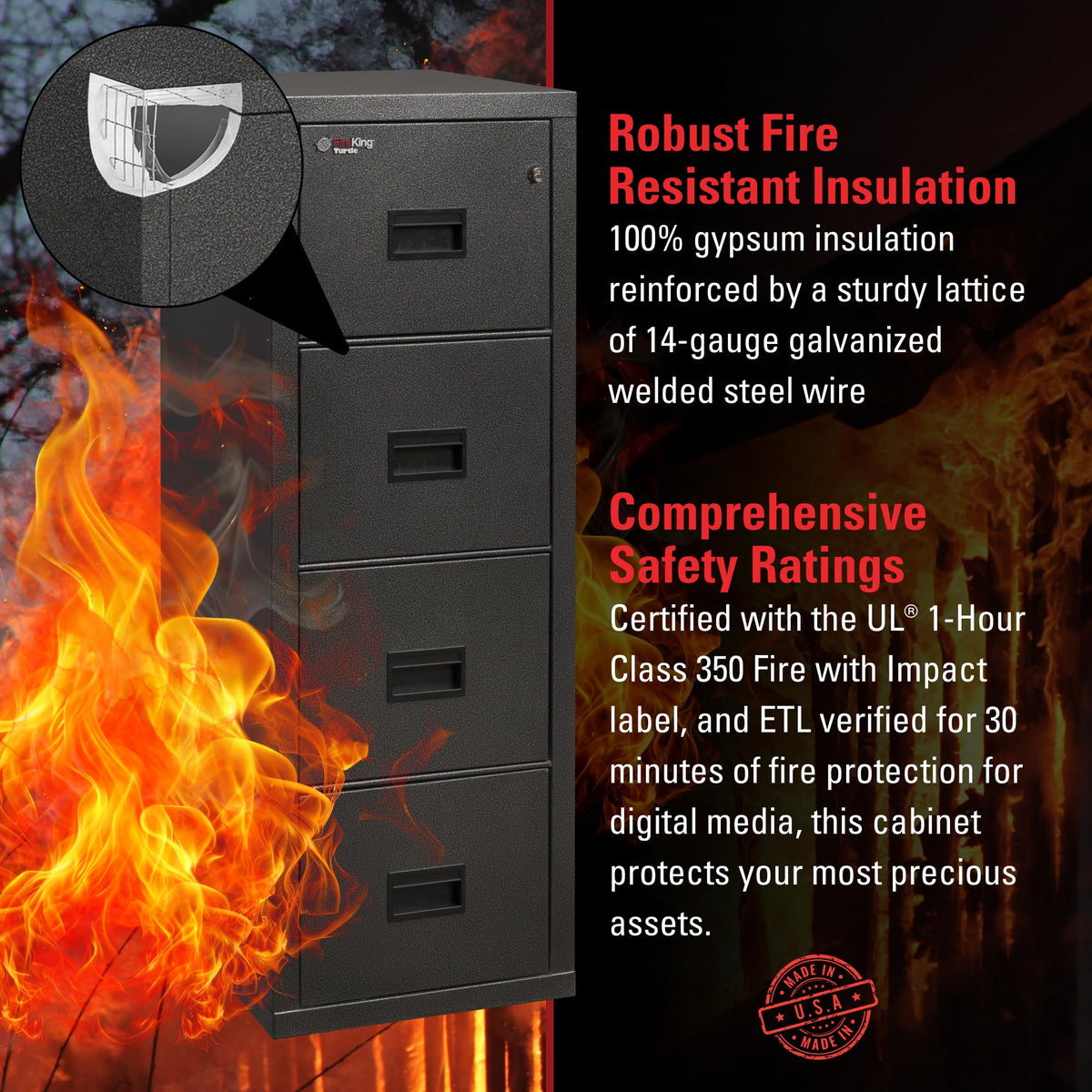 Black 4 Drawer Fire Rated File Cabinet A531815