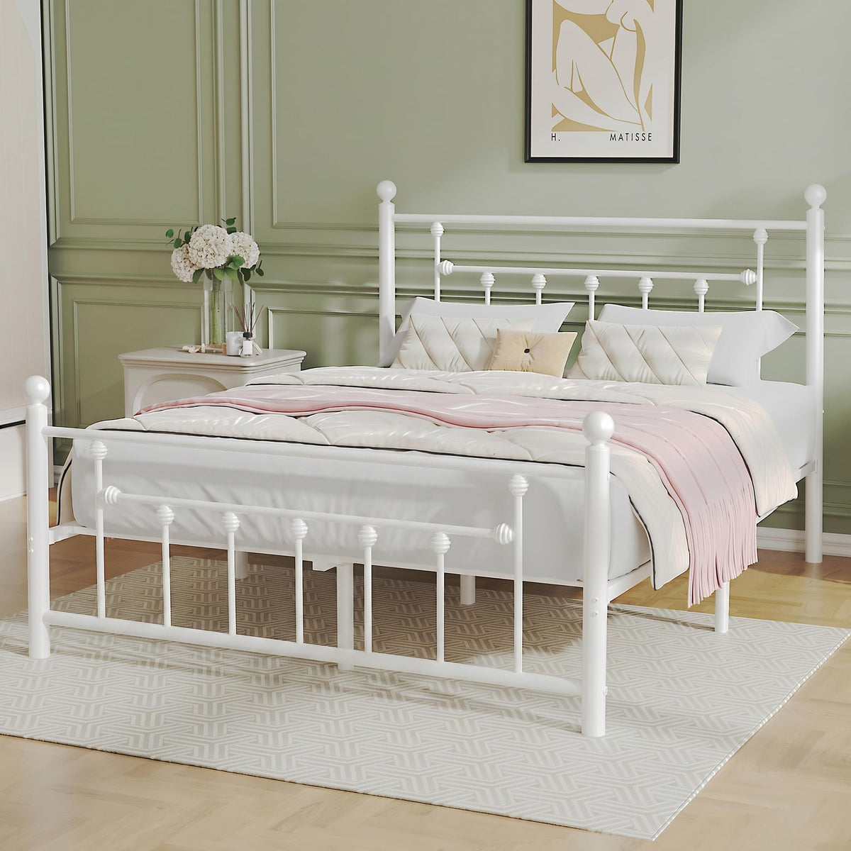 Full Size Metal Platform Bed Frame with Headboard and Footboard P4420