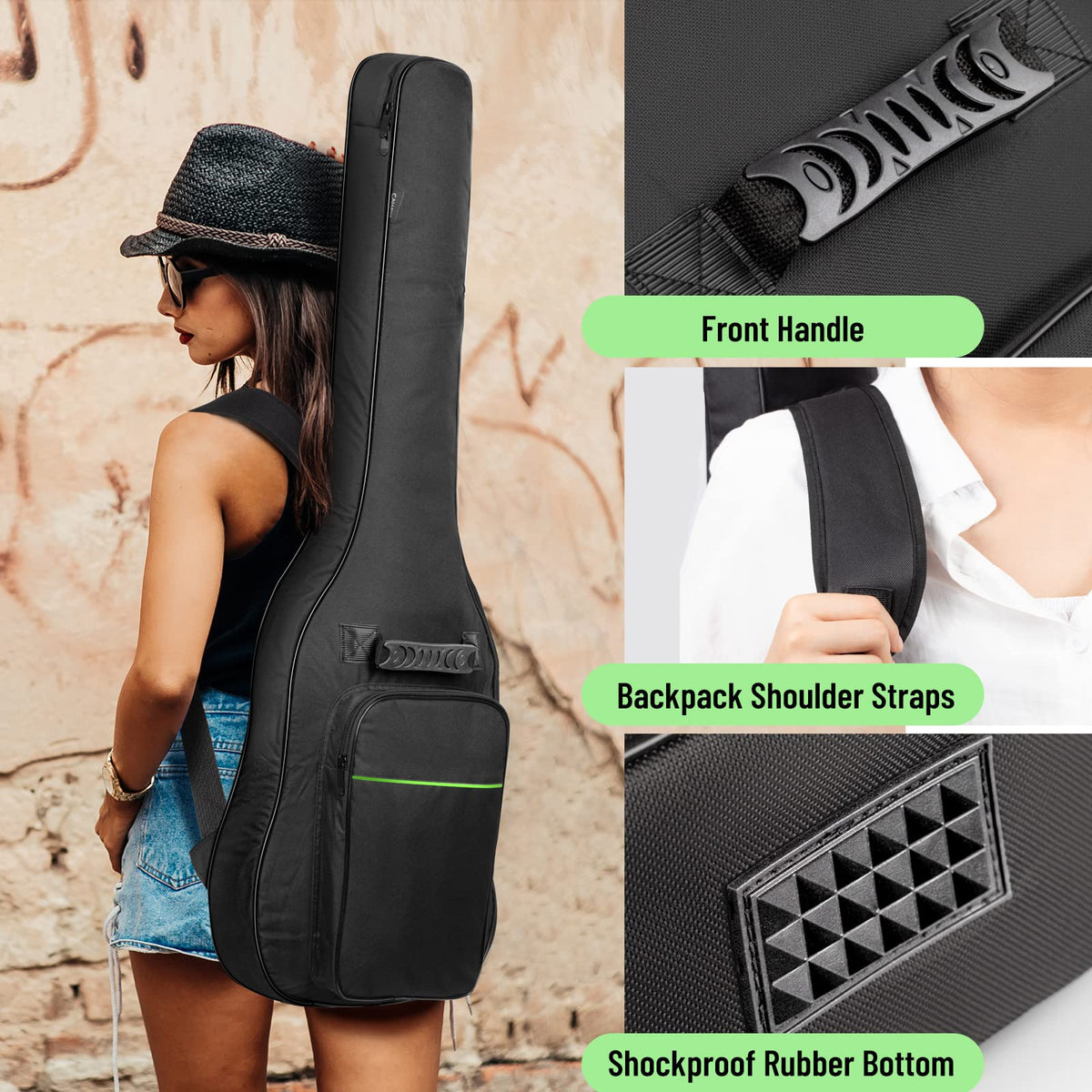 Electric Guitar Bag 0.3in Padded Green X88581