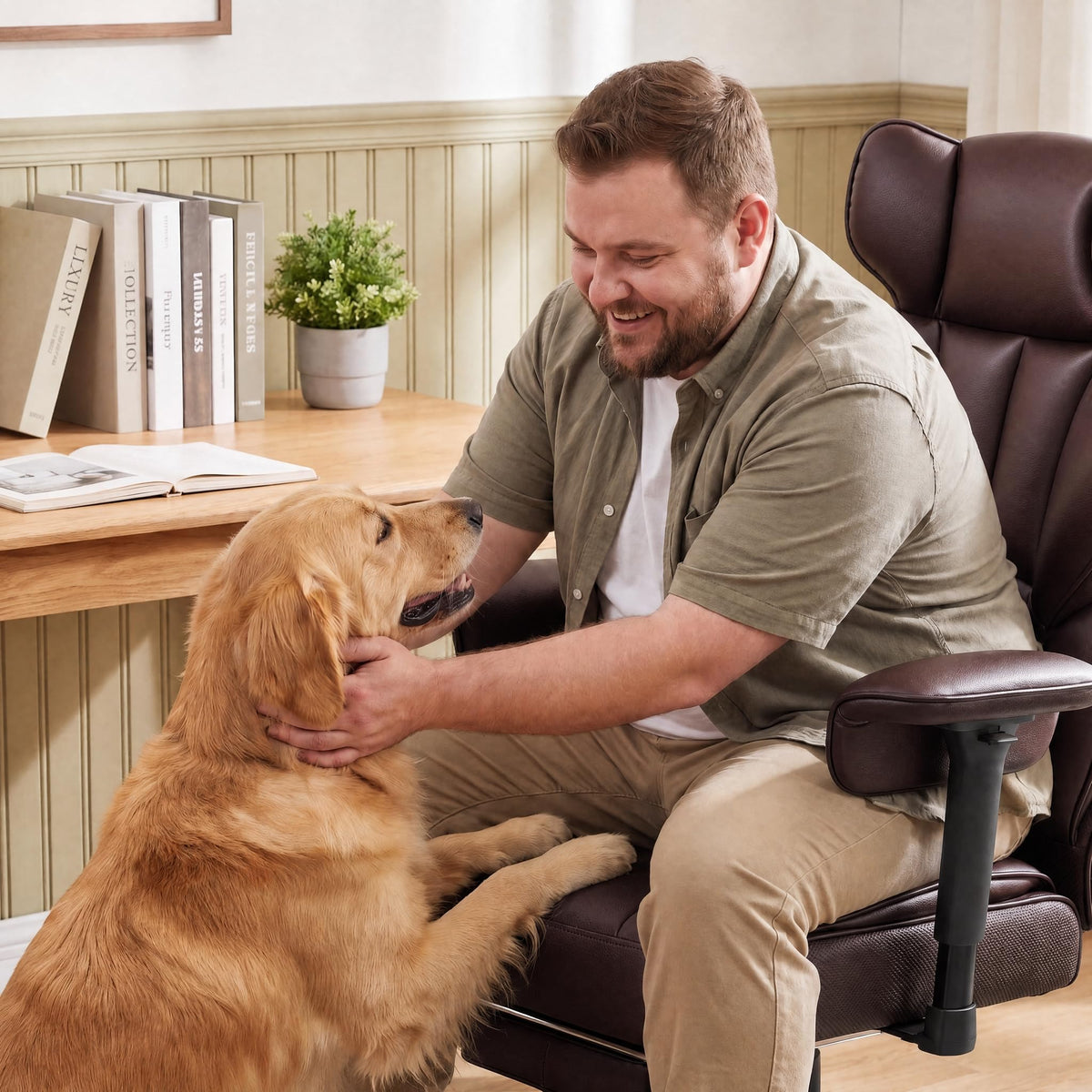 Big and Tall Brown Ergonomic Office Chair with Footrest Q154462