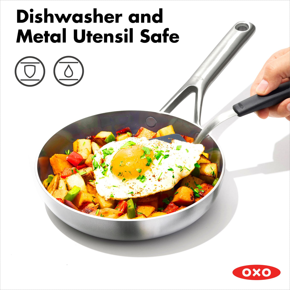 10 Piece Stainless Steel Cookware Set with Ceramic Nonstick Frying Pan L5839