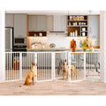120" x 32" Foldable Freestanding Extra Wide Dog Gate with Door, White R55502