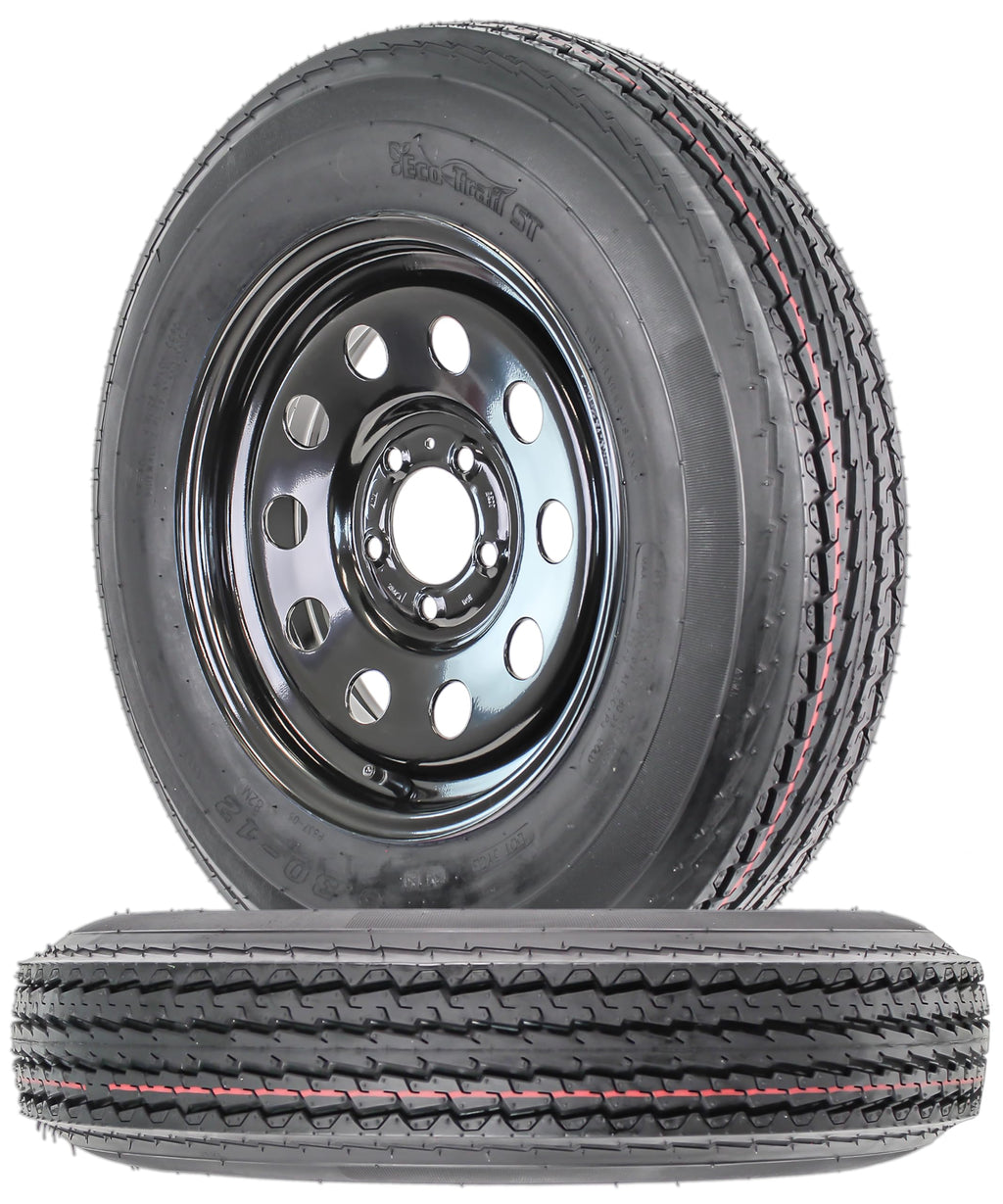 2-Pack 12 Inch Black 5 Lug Trailer Tire Rim G3329