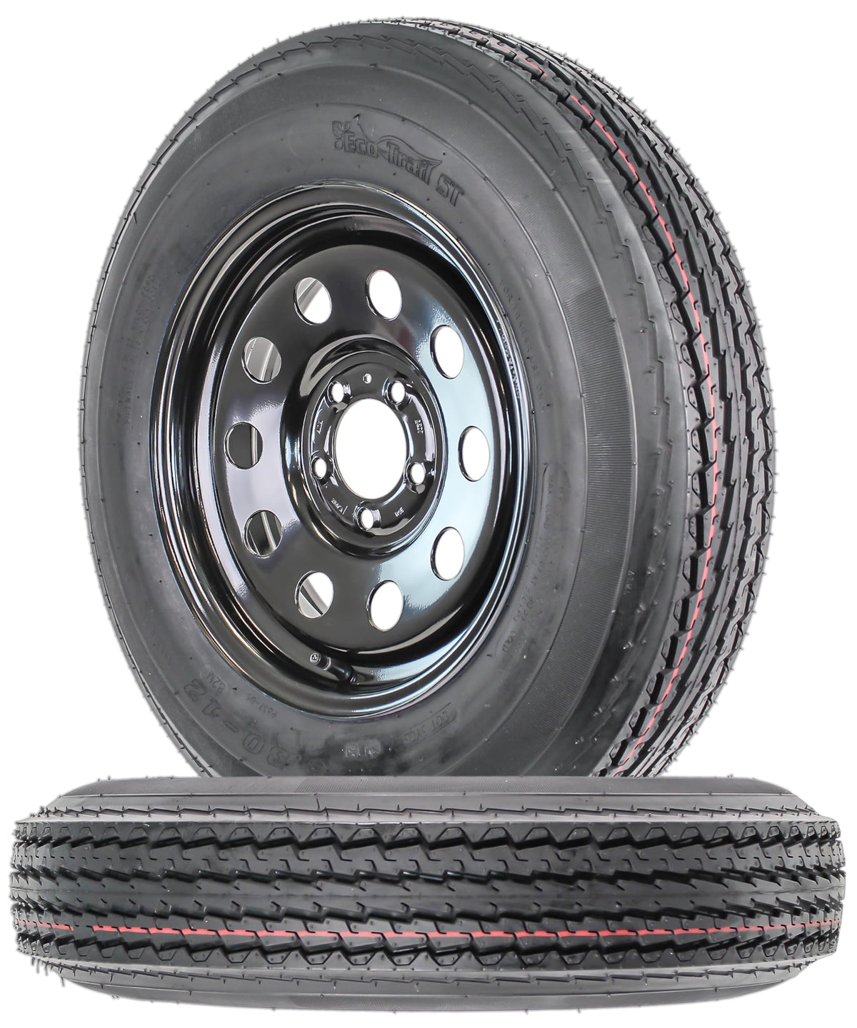 2-Pack 12 Inch Black 5 Lug Trailer Tire Rim G3329