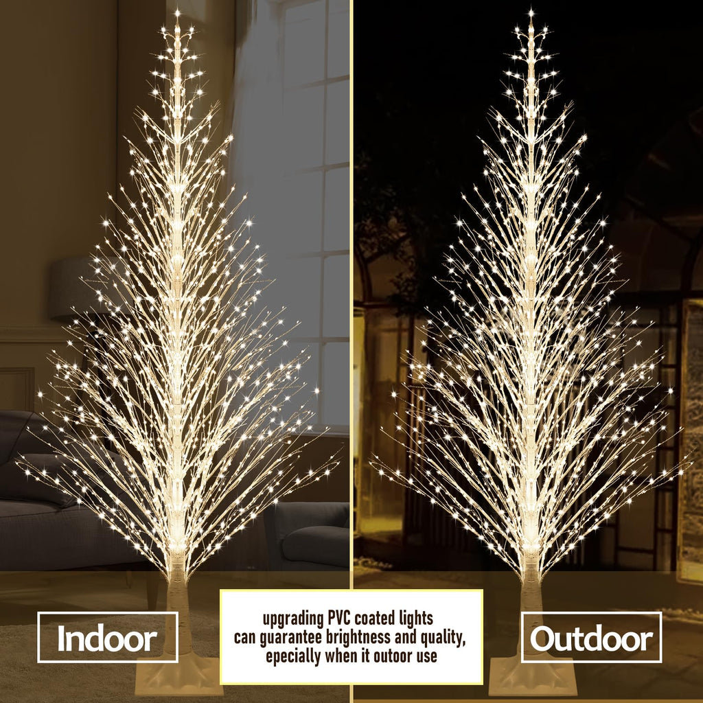 7FT Lighted Birch Tree 1000 LED Warm Lights D6753