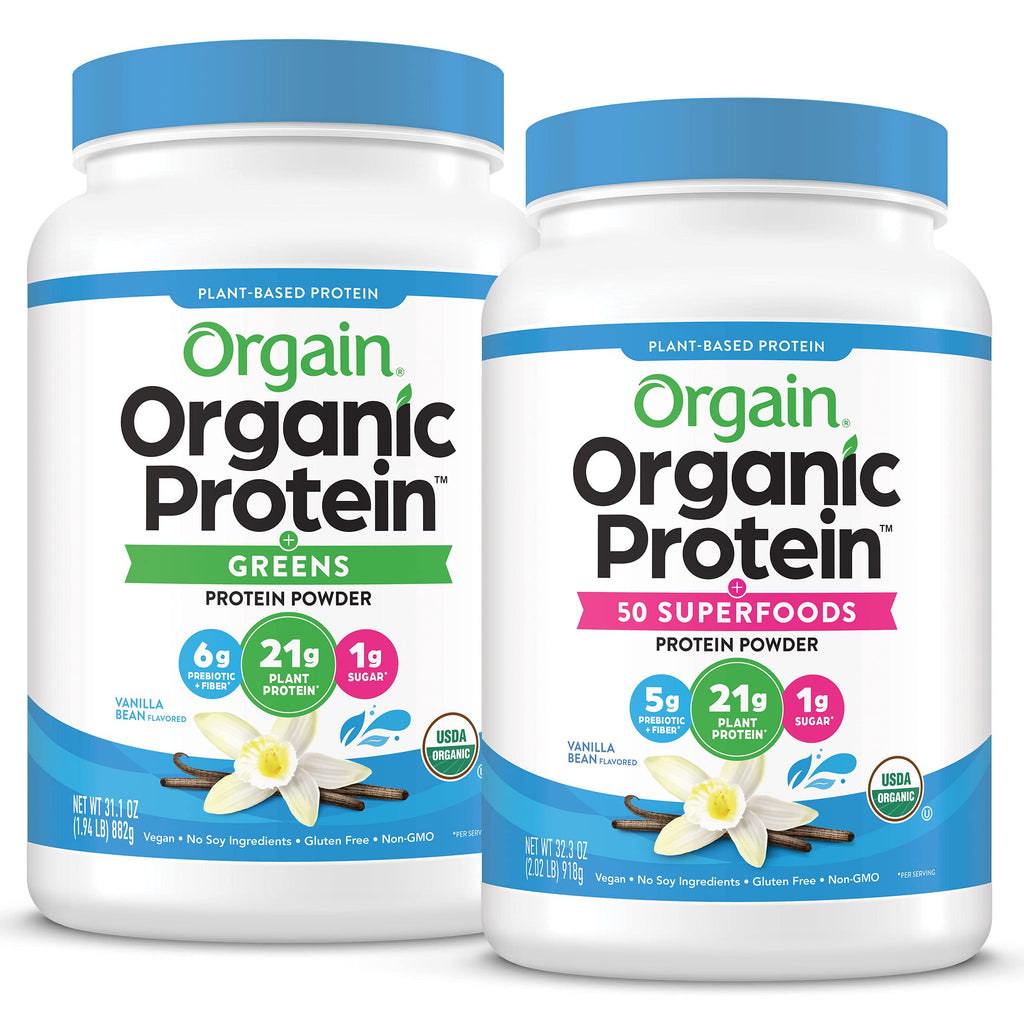 Organic Vegan Protein Powder + Greens, Creamy Chocolate Fudge, Vanilla Bean R557