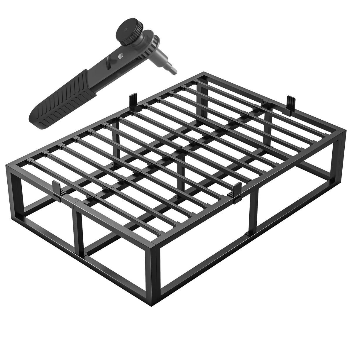 18 Inch Queen Size Black Metal Platform Bed Frame L449