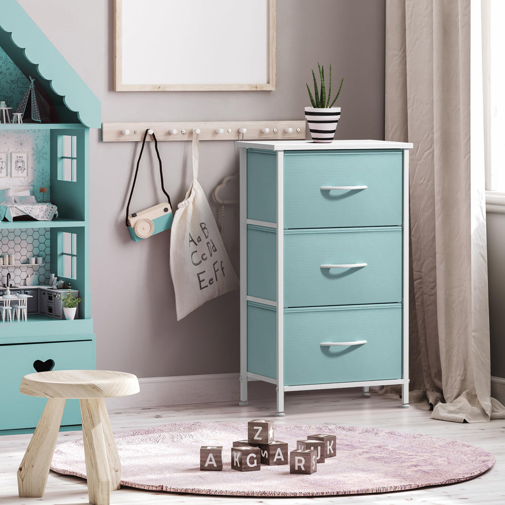 Aqua 3 Drawer Nightstand B4175