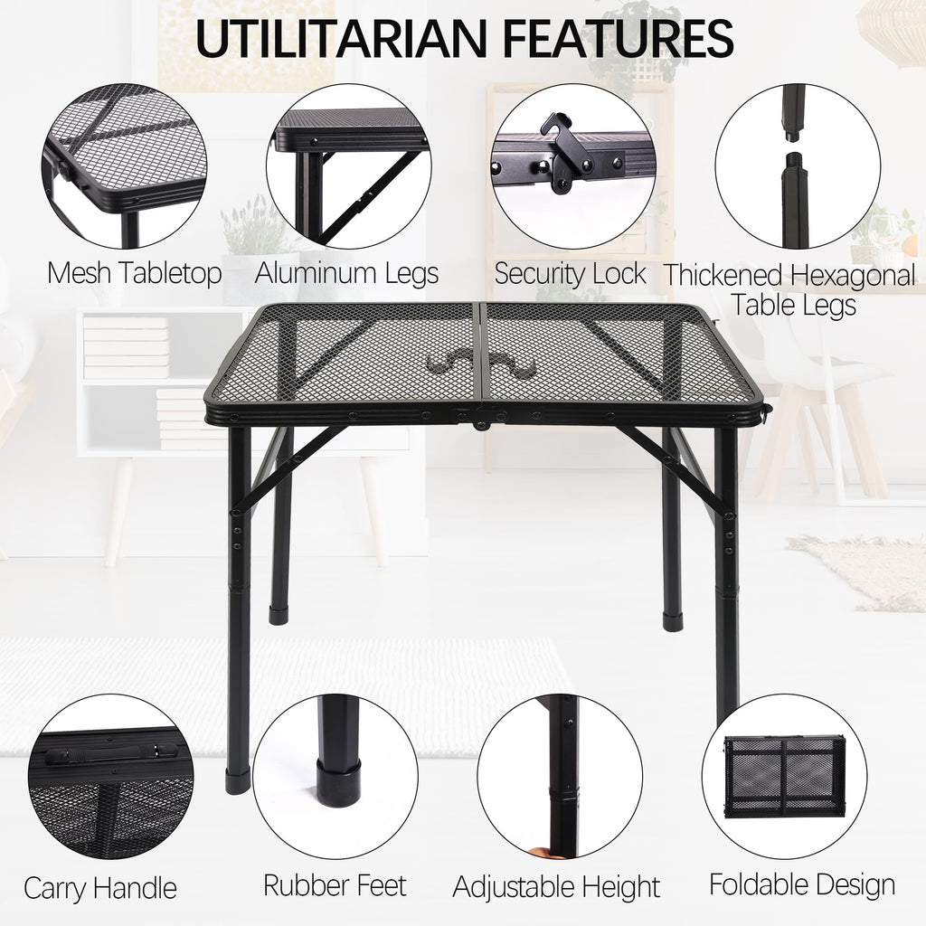 Portable Small Folding Metal Camping Table 23” x 15” U98876