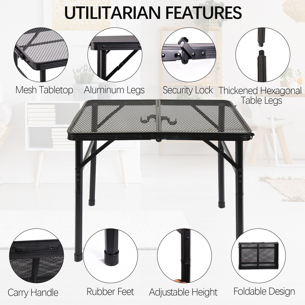 Portable Small Folding Metal Camping Table 23” x 15” U98876