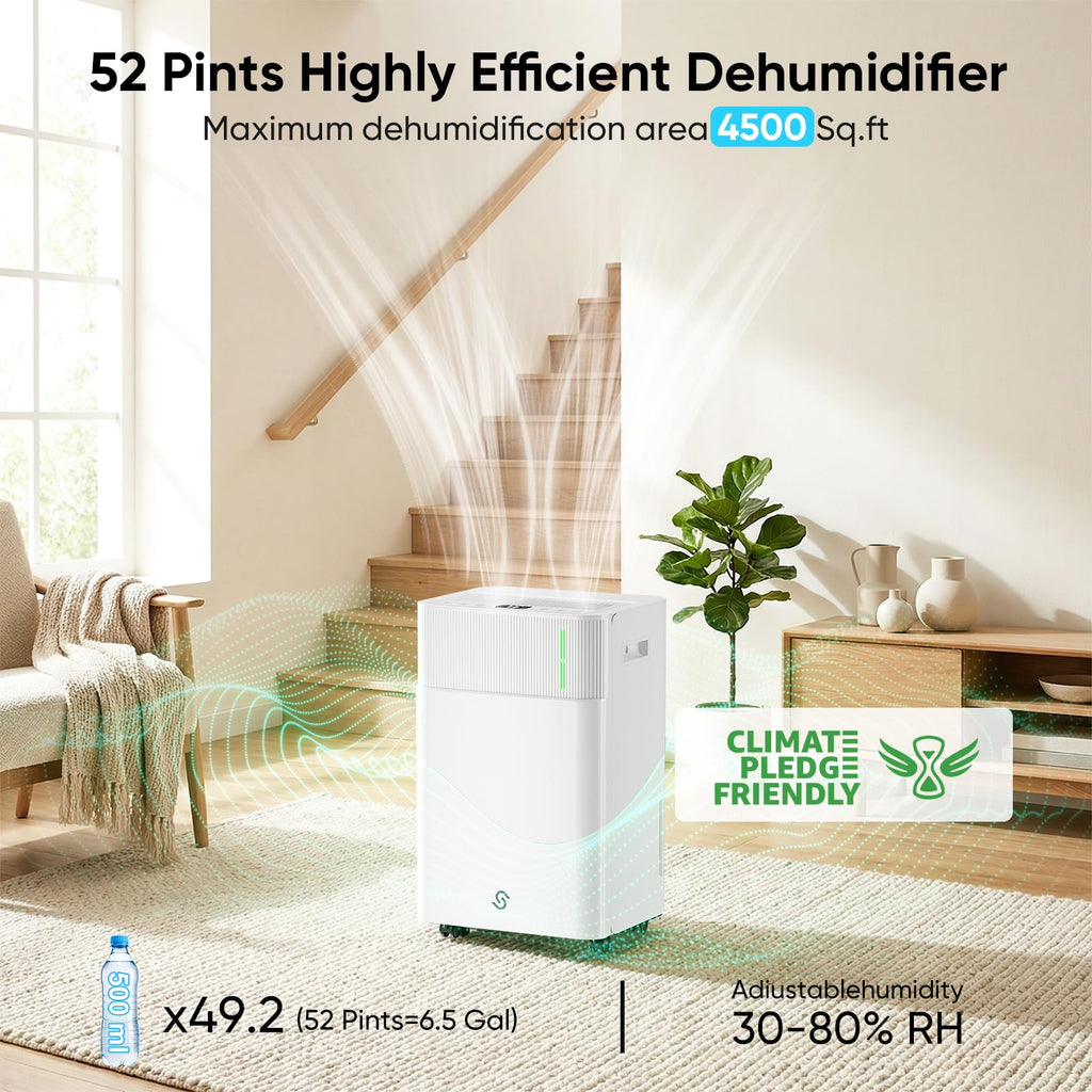 52-Pint 4,500 Sq Ft Dehumidifier with Drain Hose N96914