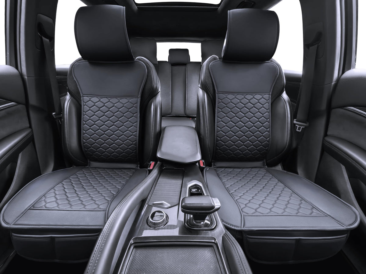 Leather Waterproof Car Seat Cover Full Set Black U84272